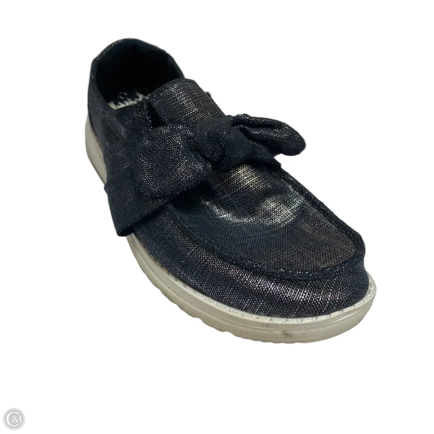 Shoes Flats By Hey Dude In Black & Silver, Size: 10