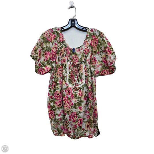 Top Short Sleeve By Falls Creek In Floral Print, Size: 3x