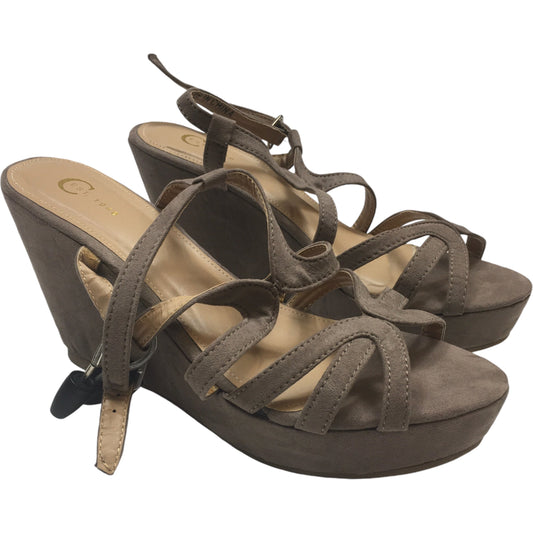 Sandals Heels Wedge By Cato In Grey, Size: 8