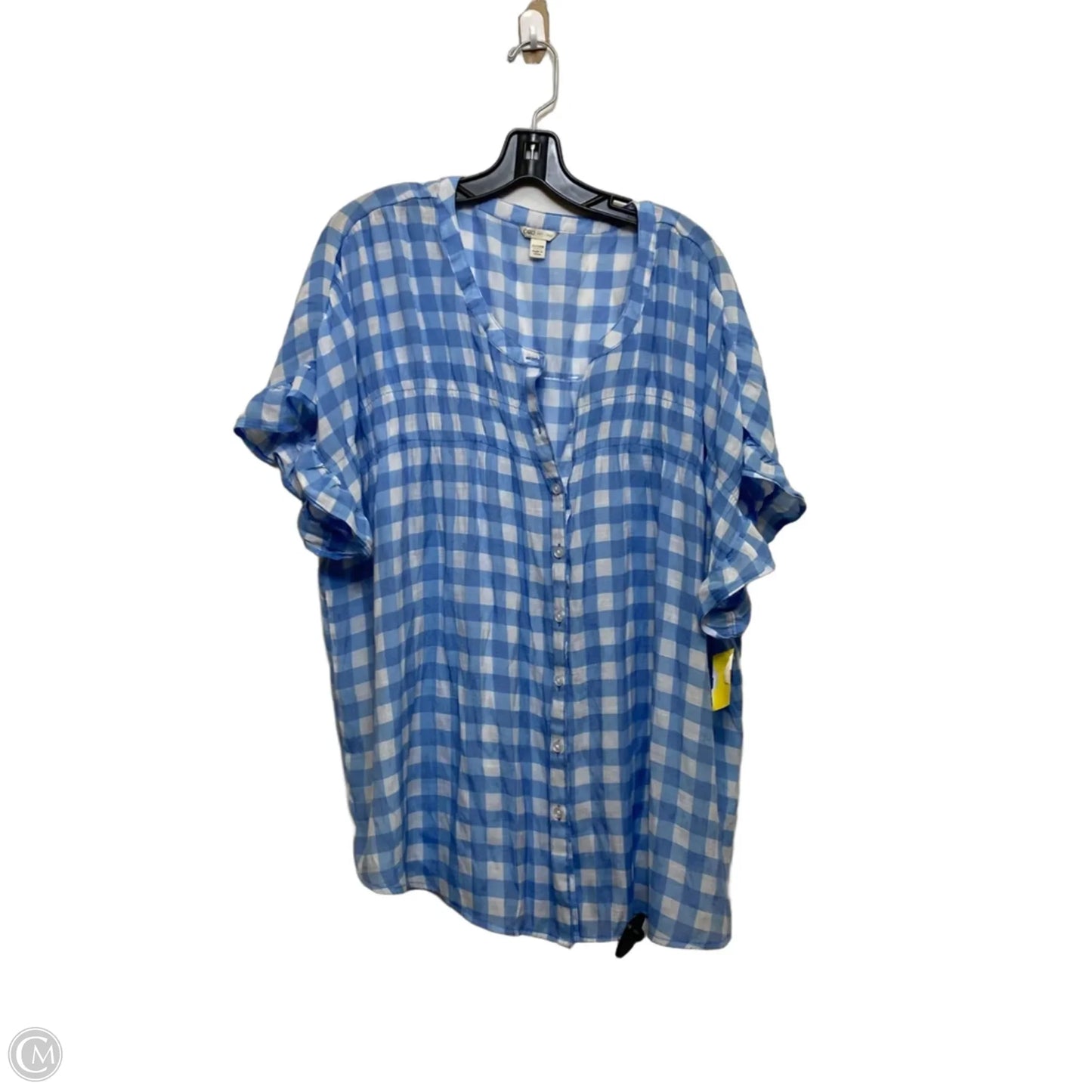 Top Short Sleeve By Cato In Blue & White, Size: 3x