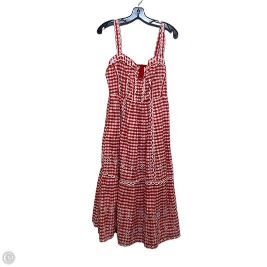 Dress Casual Midi By Anthropologie In Red & White, Size: M