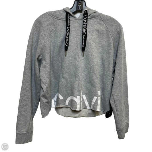 Sweatshirt Hoodie By Calvin Klein In Grey, Size: L