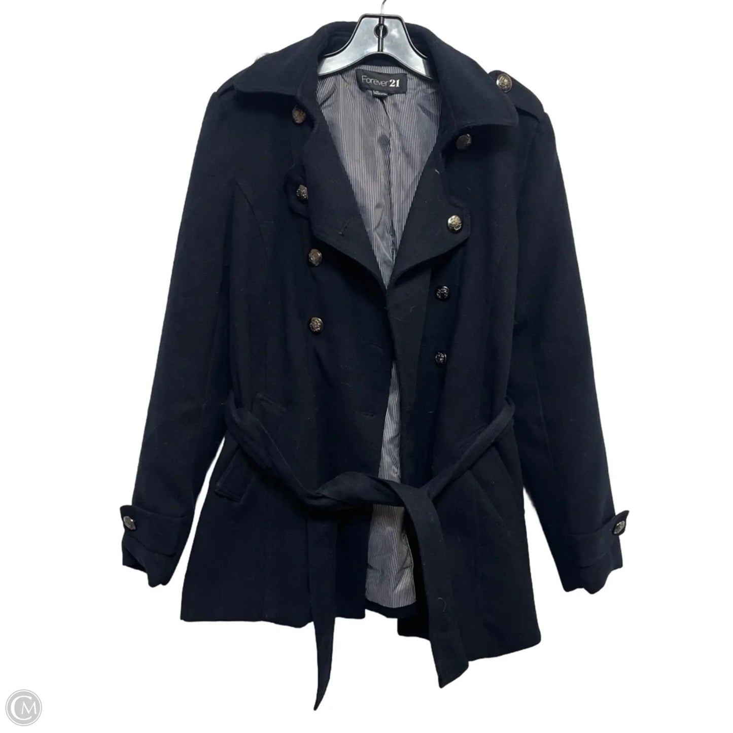 Coat Peacoat By Forever 21 In Navy, Size: L