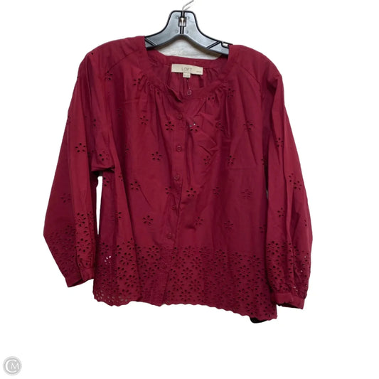 Top Long Sleeve By Loft In Red, Size: Mp