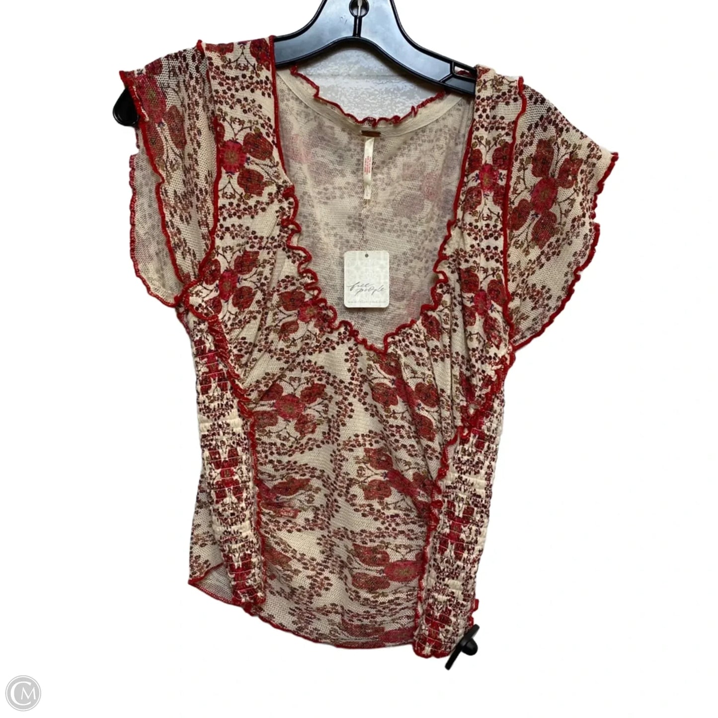 Top Short Sleeve By Free People In Cream, Size: L