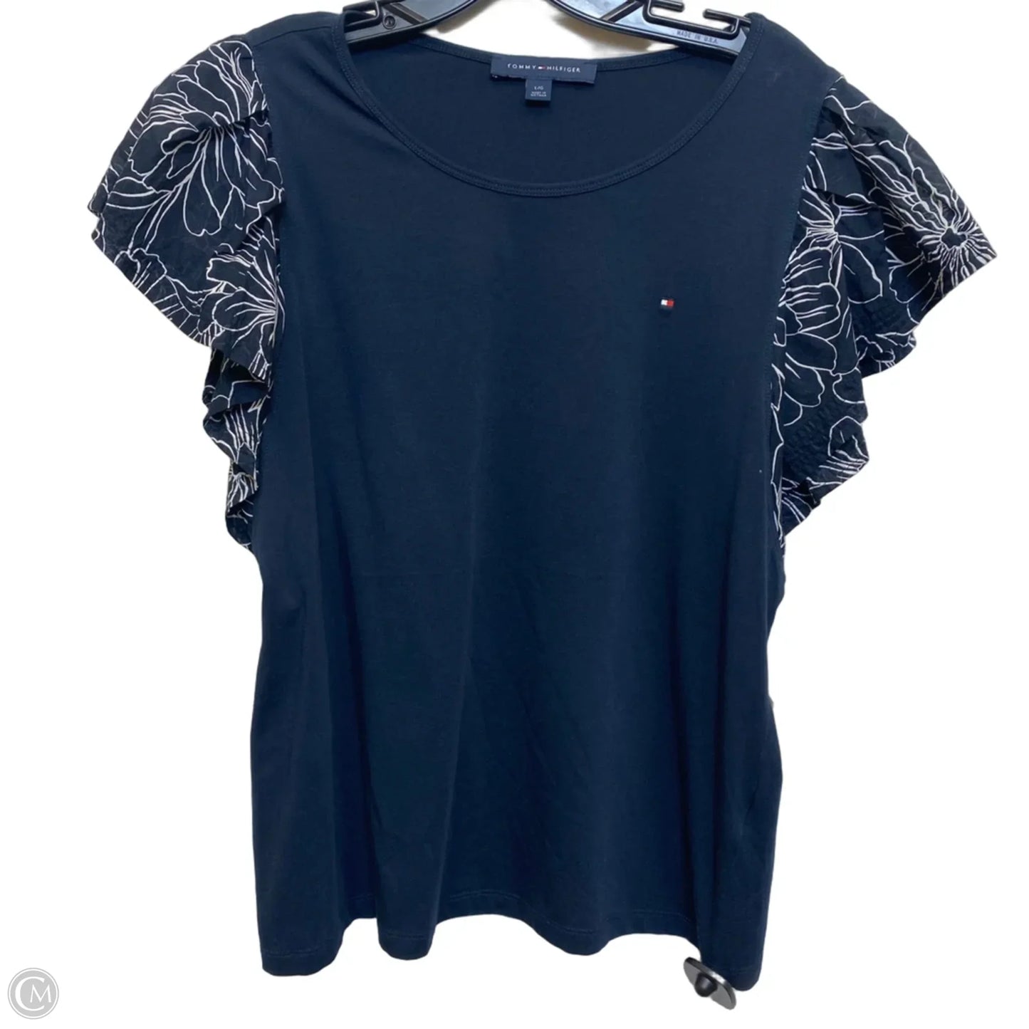 Top Short Sleeve By Tommy Hilfiger In Navy, Size: L