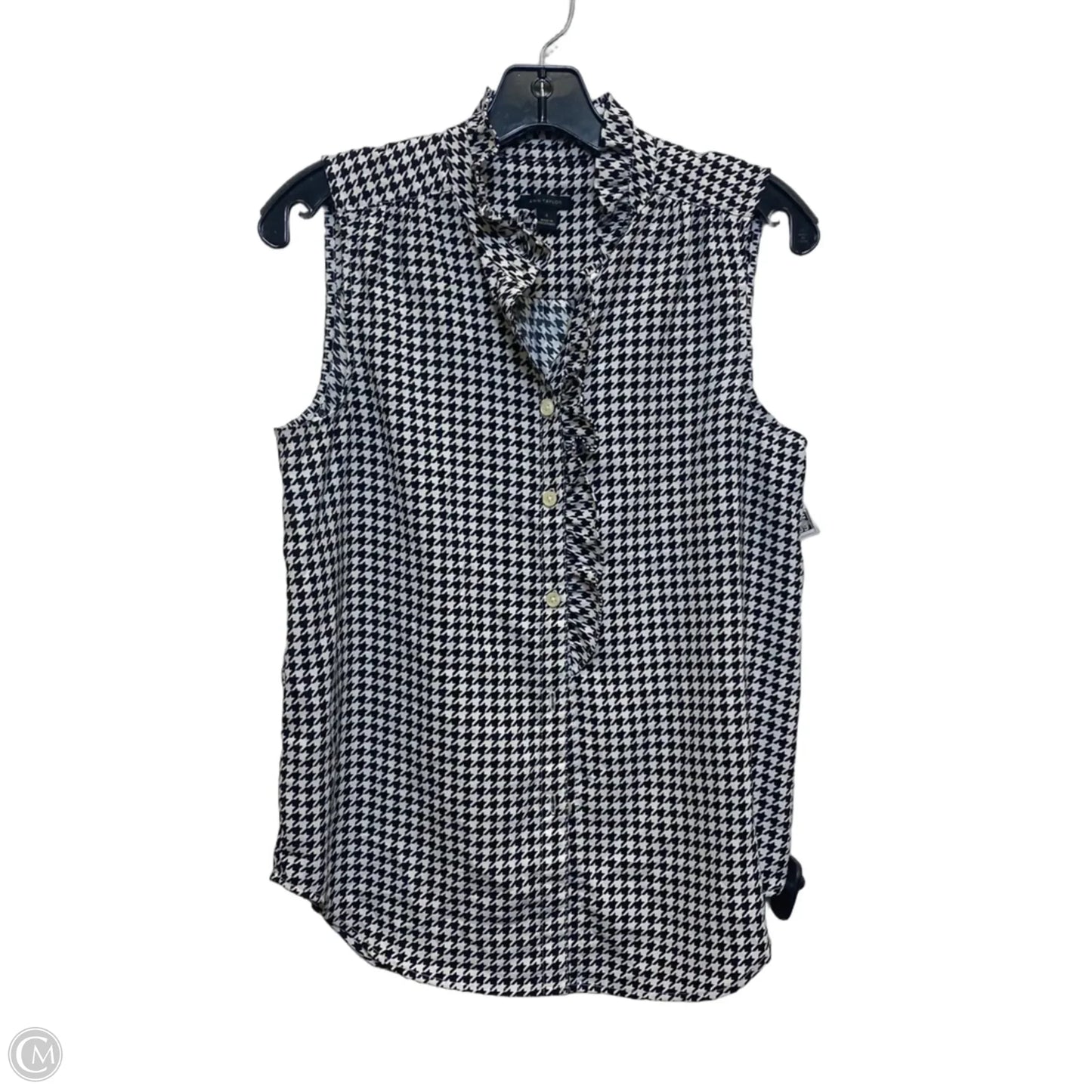 Top Sleeveless By Ann Taylor In Black & White, Size: S