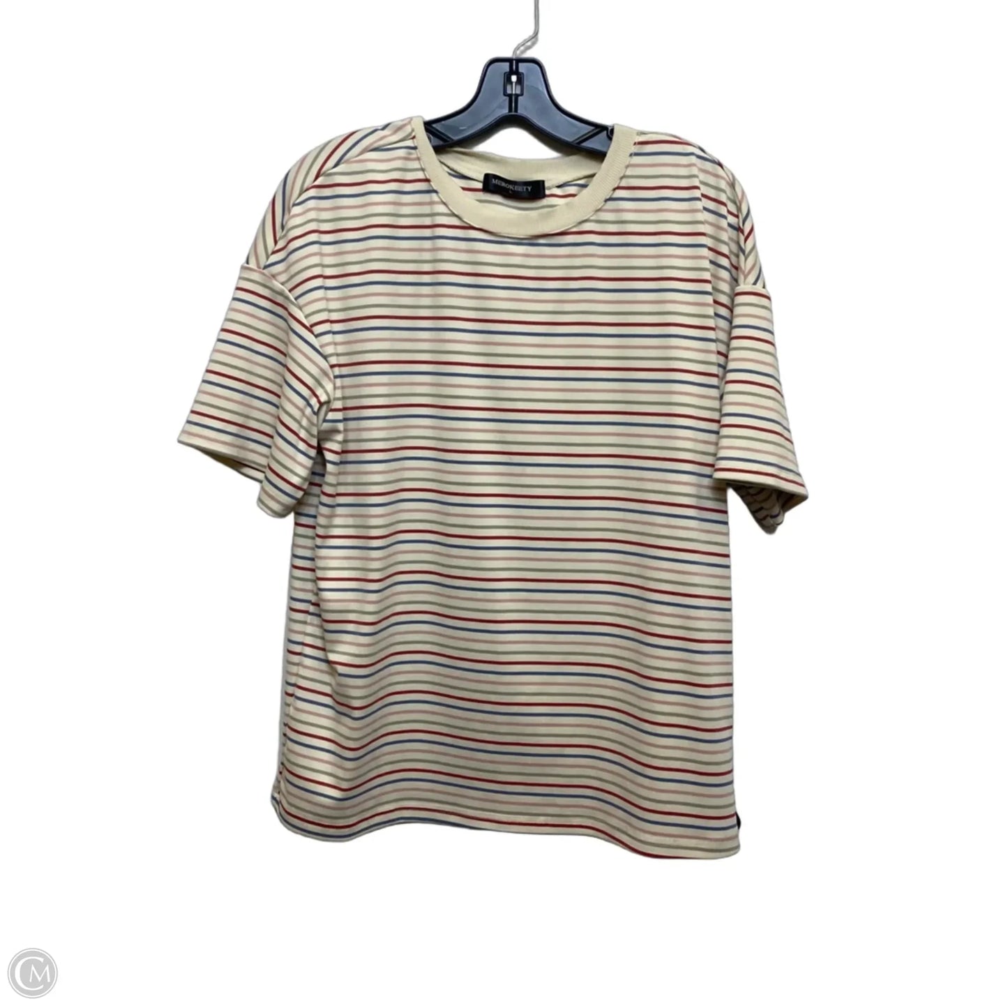 Top Short Sleeve By Merokeety In Cream, Size: L