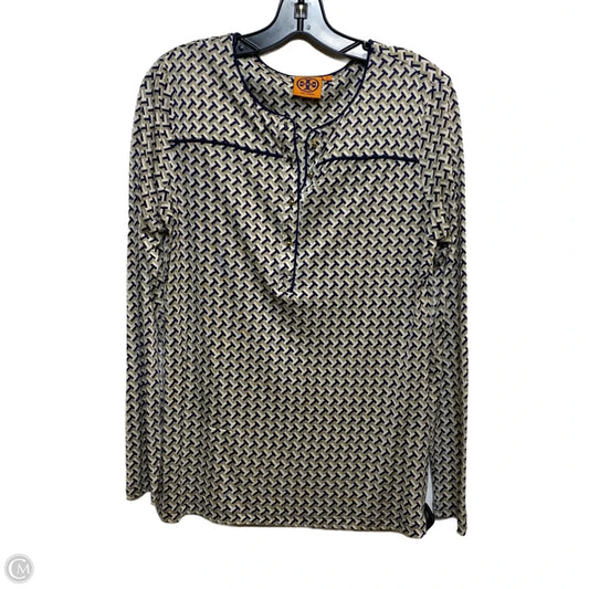 Top Long Sleeve Designer By Tory Burch In Blue & Tan, Size: M
