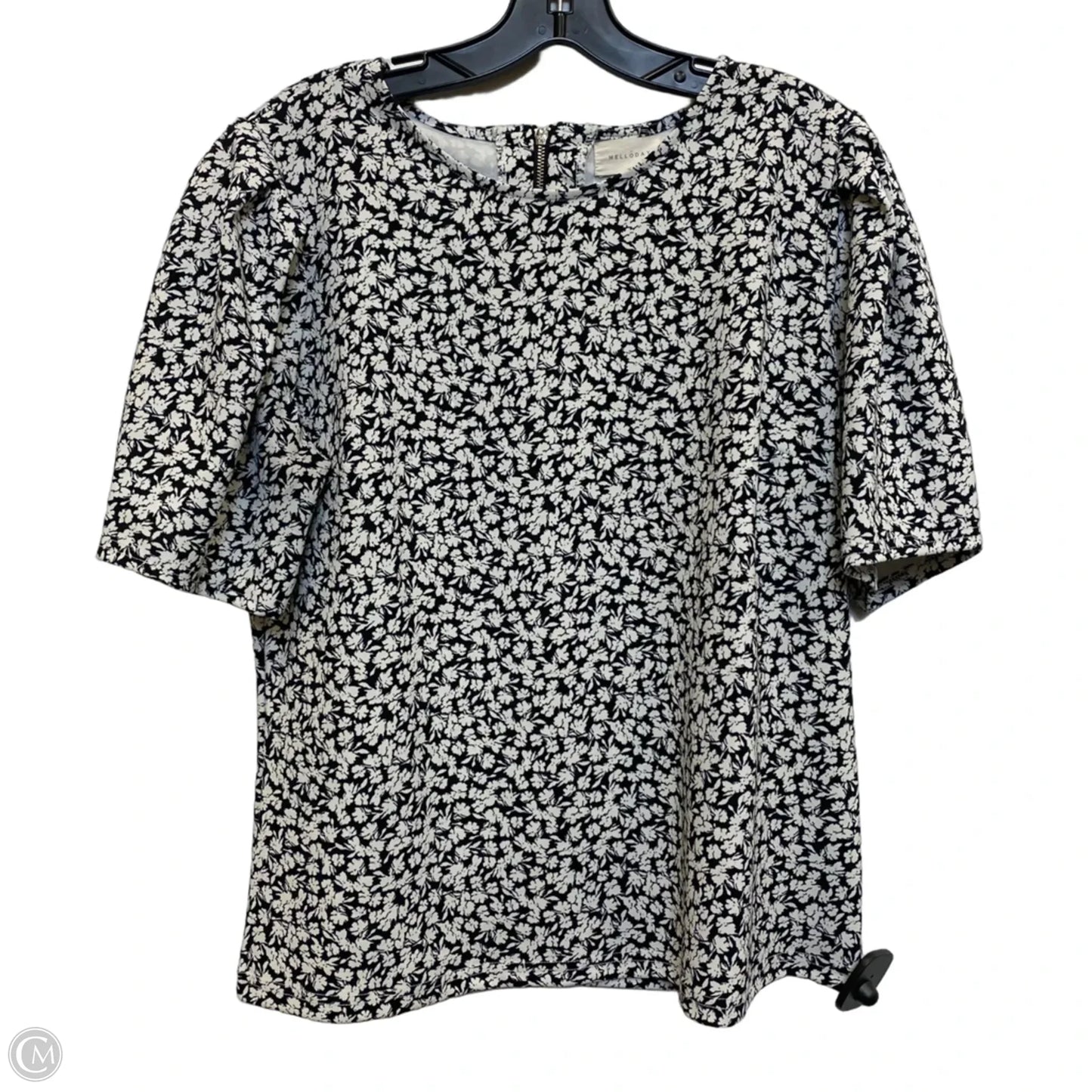 Top Short Sleeve By Melloday In Black & Cream, Size: L