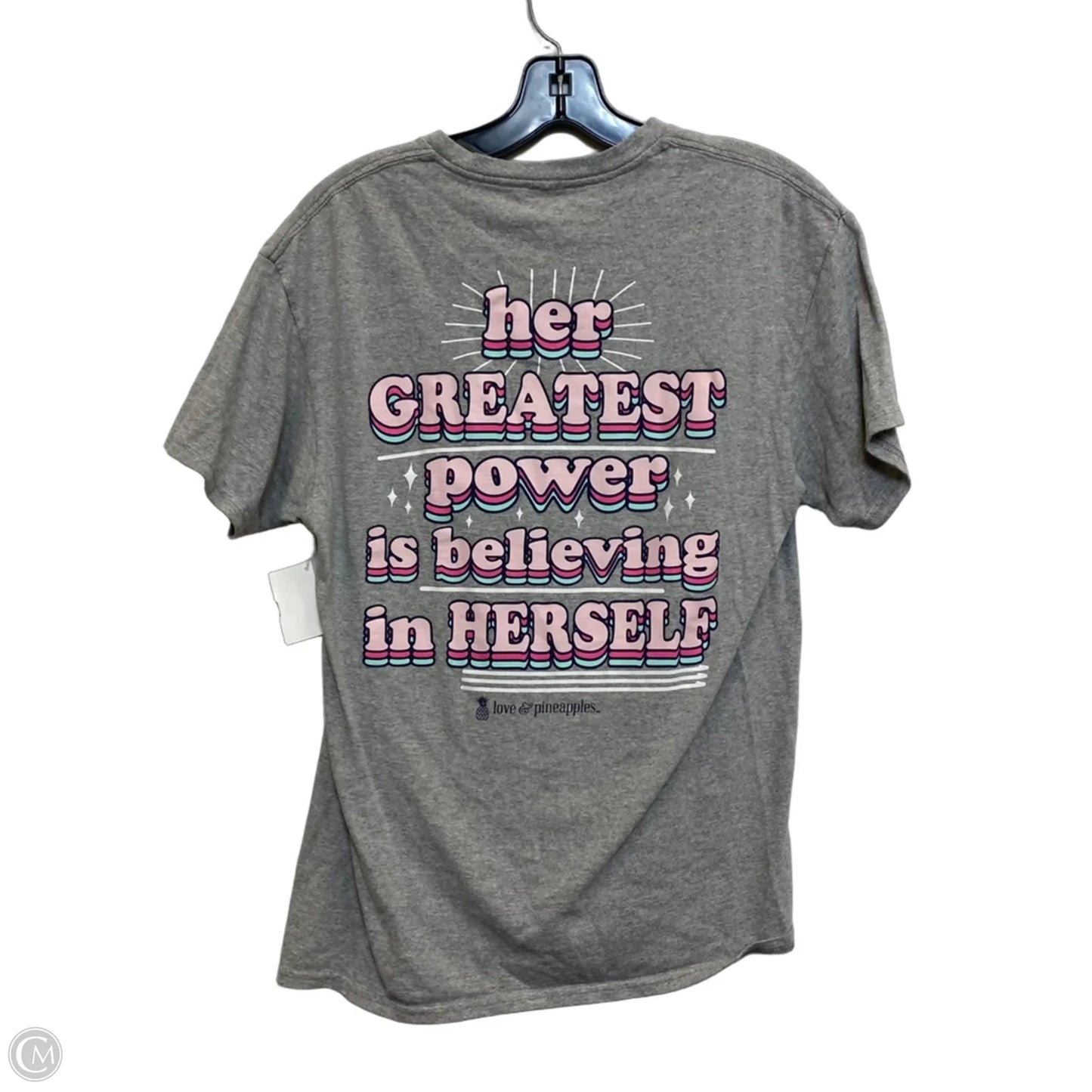 Top Short Sleeve By Simply Southern In Grey, Size: M