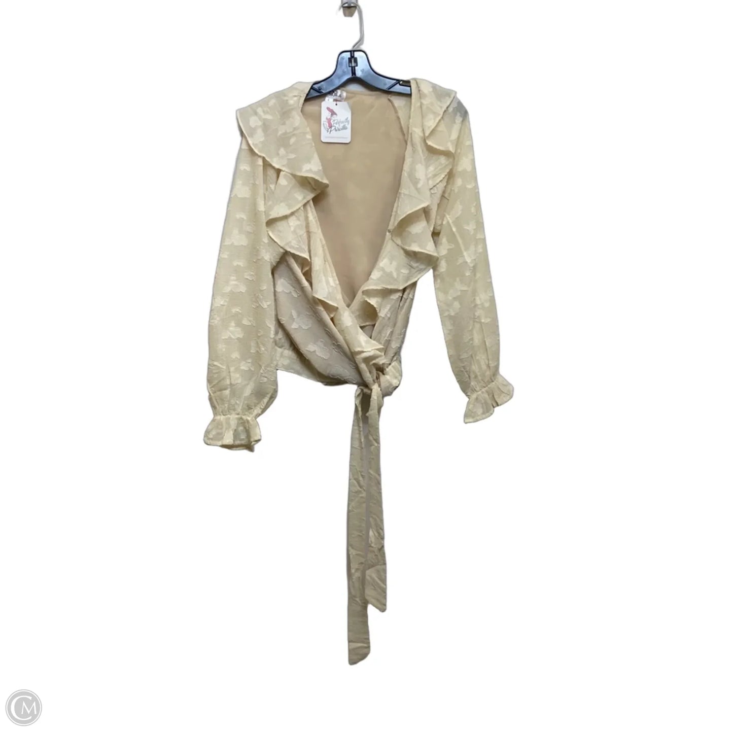 Top Long Sleeve By Perfectly Priscilla In Cream, Size: L