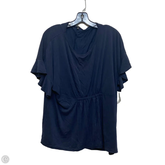 Top Short Sleeve By Andree By Unit In Navy, Size: 1x