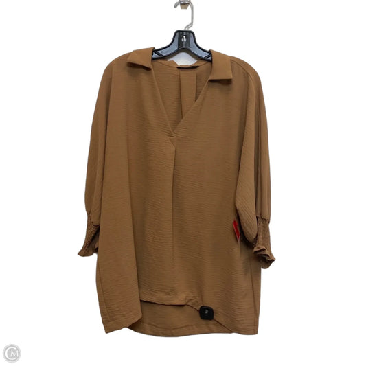 Top Long Sleeve By Dokotoo In Brown, Size: L