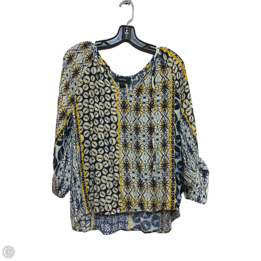 Top Long Sleeve By Karen Kane In Blue & Yellow, Size: Xl