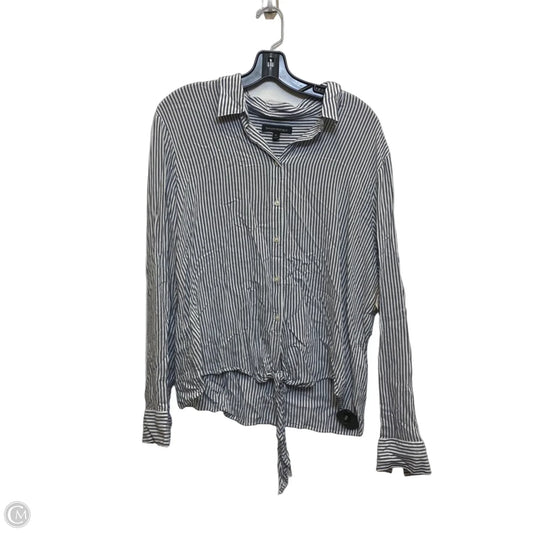 Top Long Sleeve By Banana Republic In Blue & White, Size: Xl