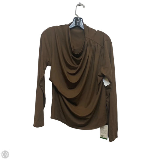 Athletic Top Long Sleeve Collar By Halara In Brown, Size: Xl