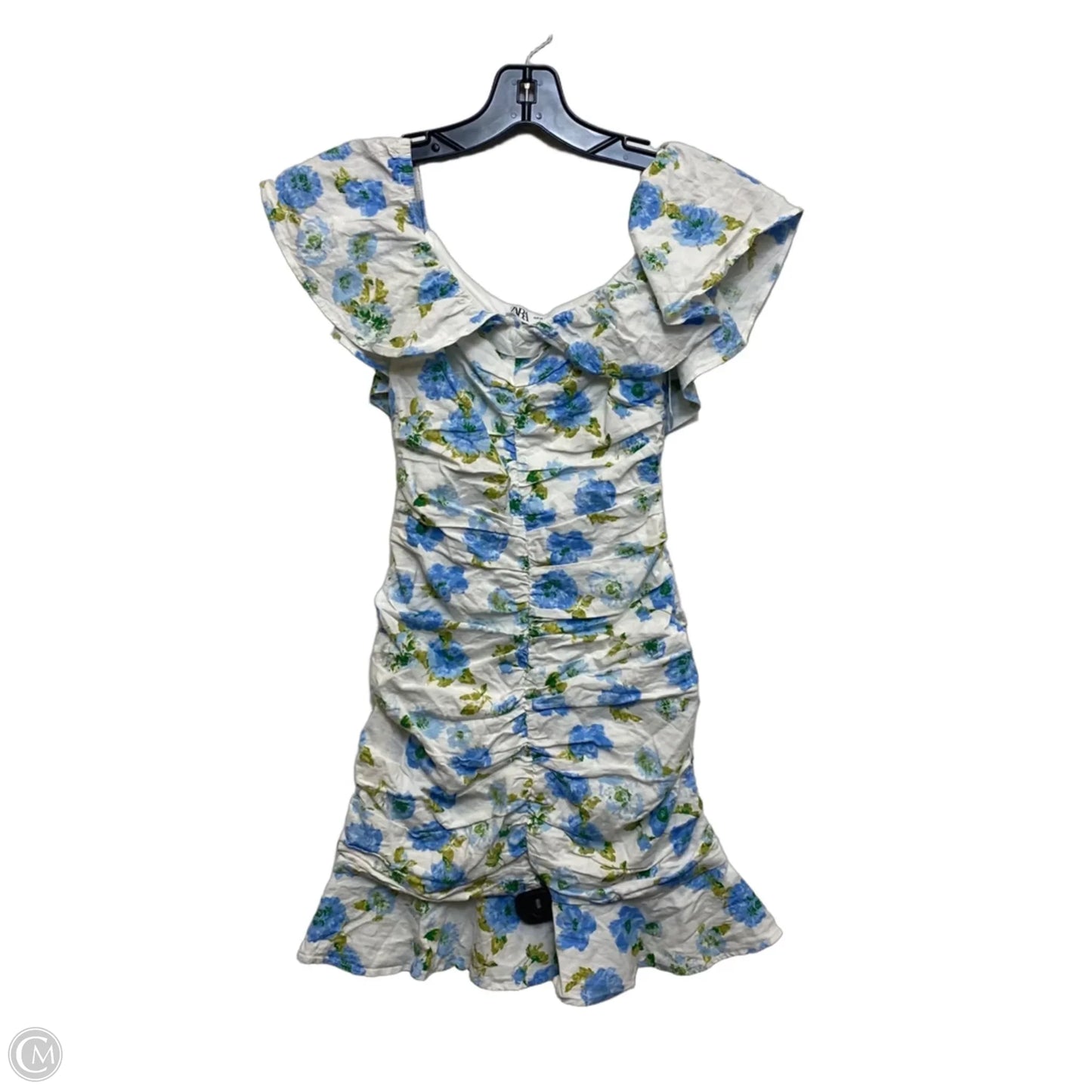 Dress Casual Short By Zara In Blue & White, Size: Xs