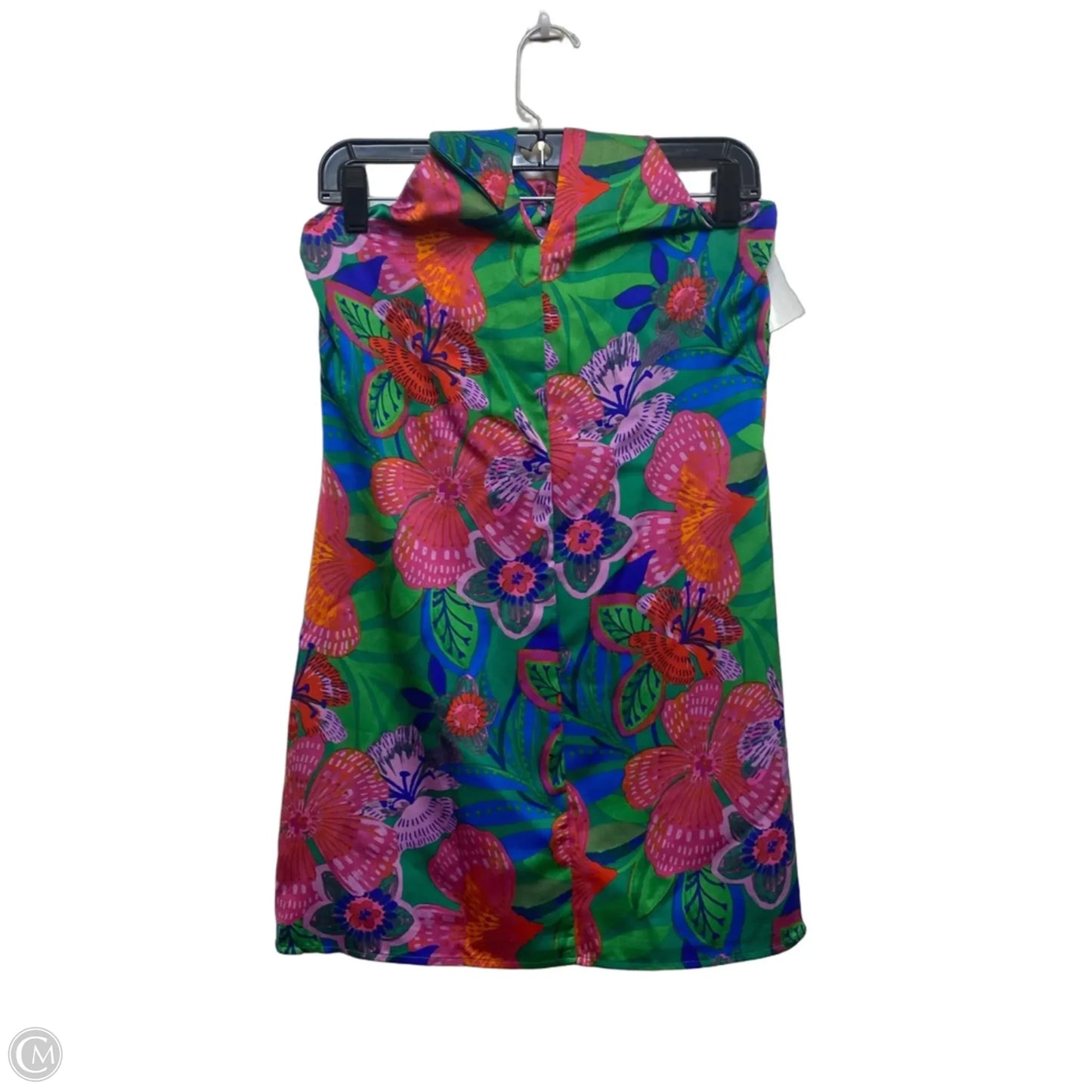 Dress Casual Short By Sugar Lips In Green & Pink, Size: Xs