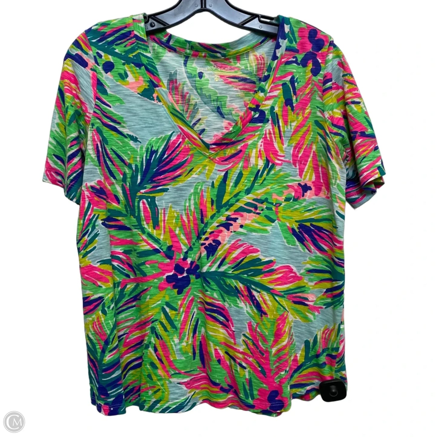 Top Short Sleeve Designer By Lilly Pulitzer In Green, Size: M
