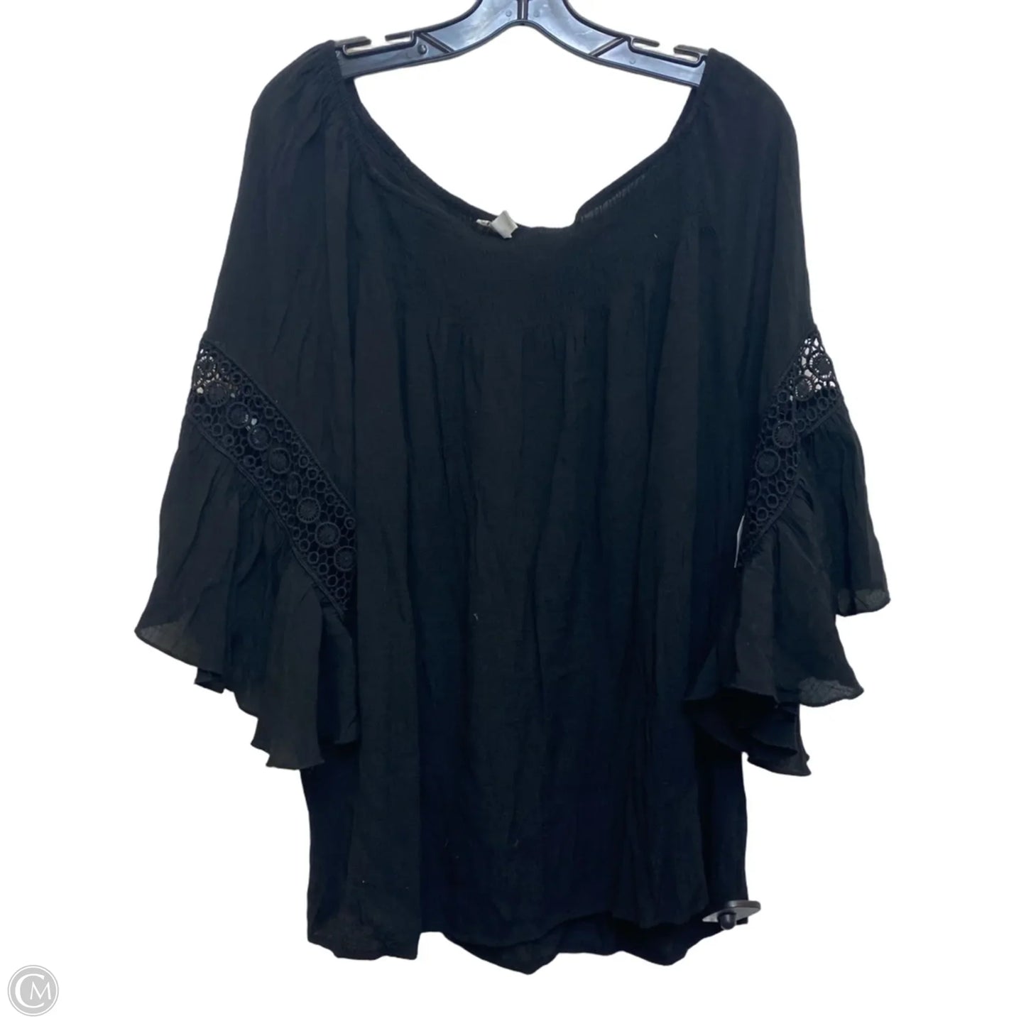 Top 3/4 Sleeve By Cato In Black, Size: 4x