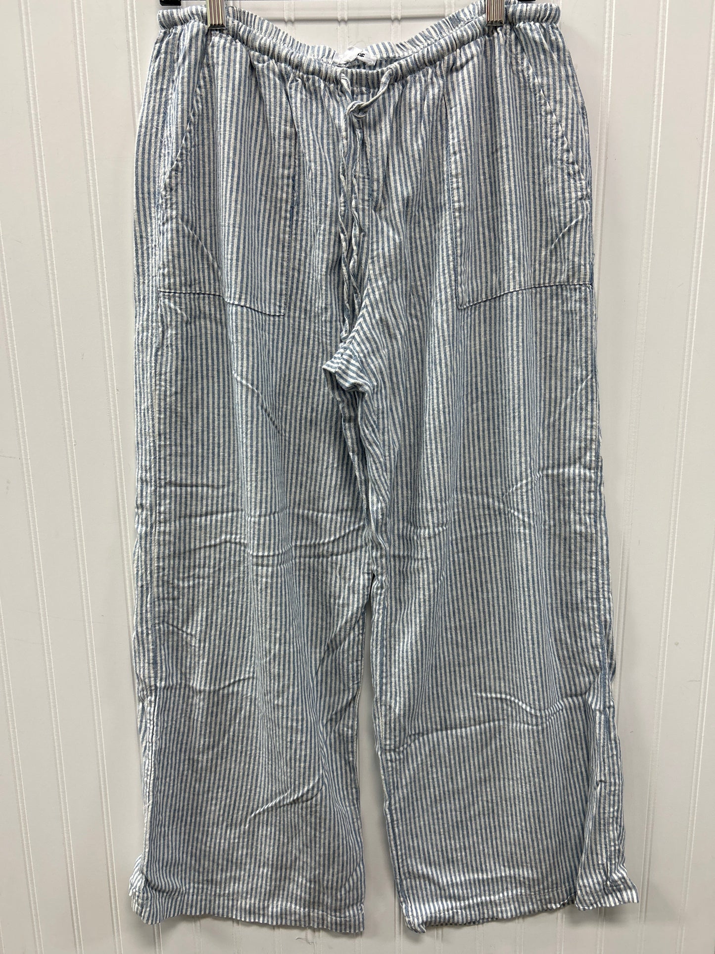 Pants Linen By Garage In Blue & White, Size:L