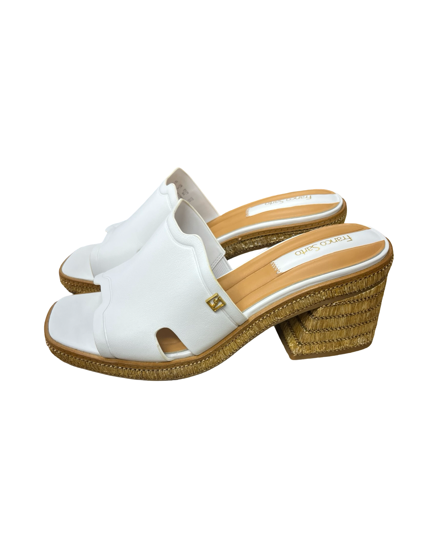 Sandals Heels Block By Franco Sarto In White, Size:8.5