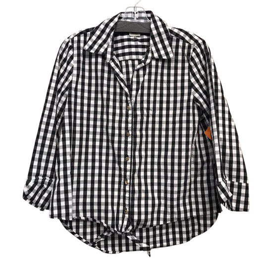 Top 3/4 Sleeve By Anne Klein In Checkered Pattern, Size:M