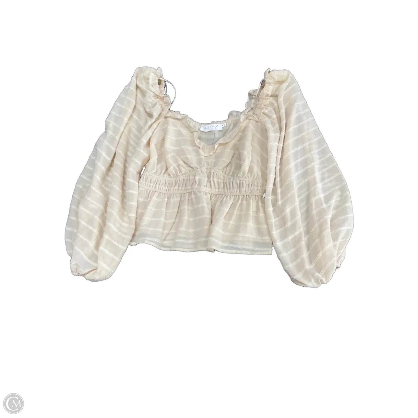 Top Long Sleeve By Astr In Cream, Size: M