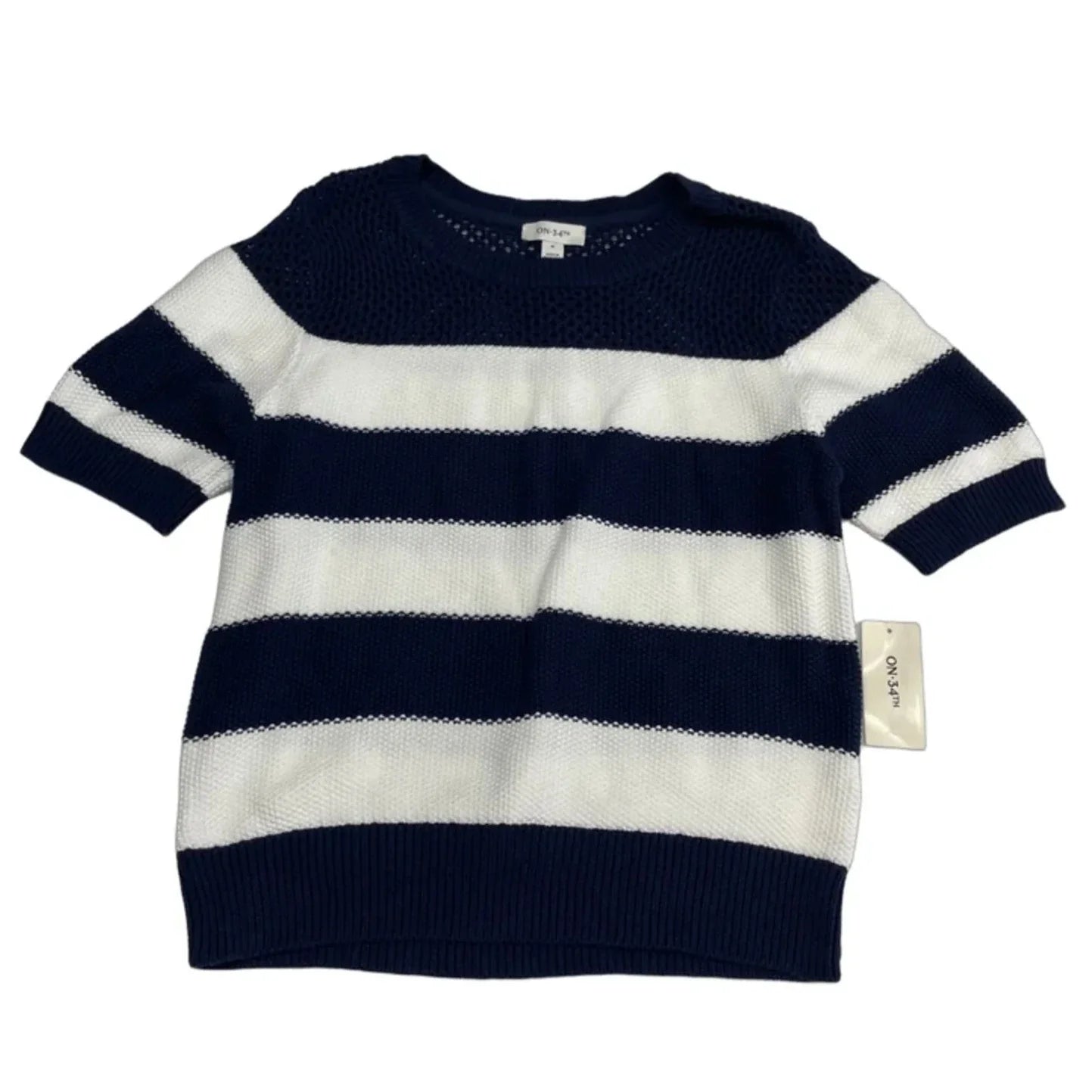 Top Short Sleeve By On 34th In Blue & White, Size: M