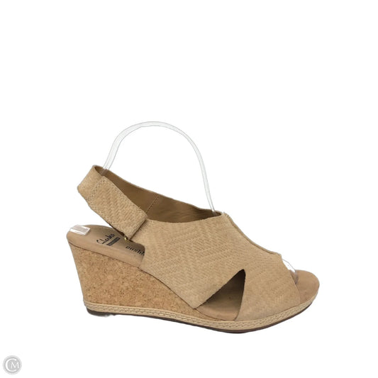 Sandals Heels Wedge By Clarks In Beige, Size: 8
