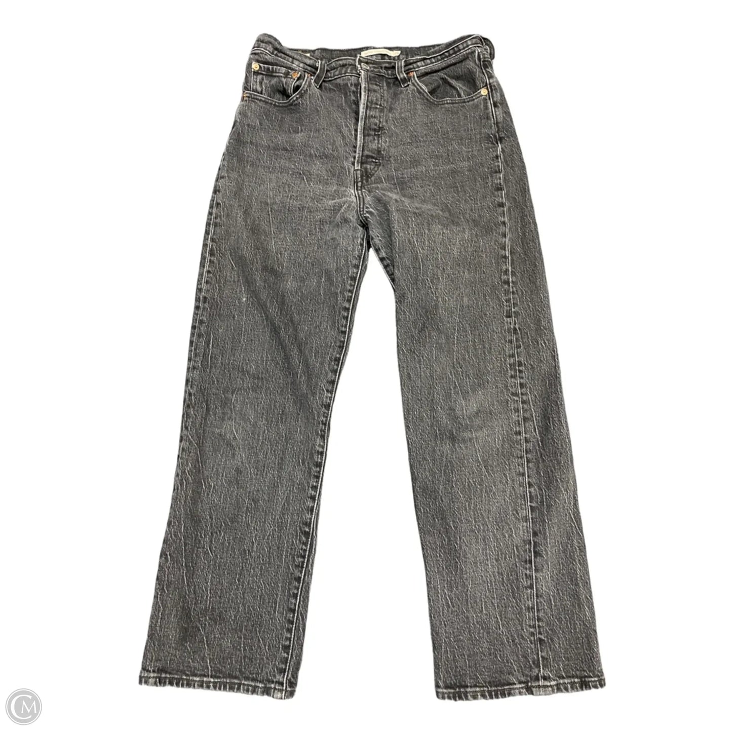 Jeans Straight By Levis In Black Denim, Size: 8