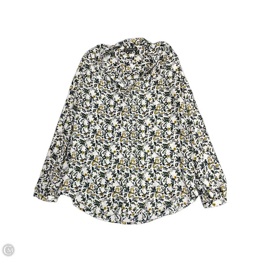 Top Long Sleeve By Adrianna Papell In Green & White, Size: S