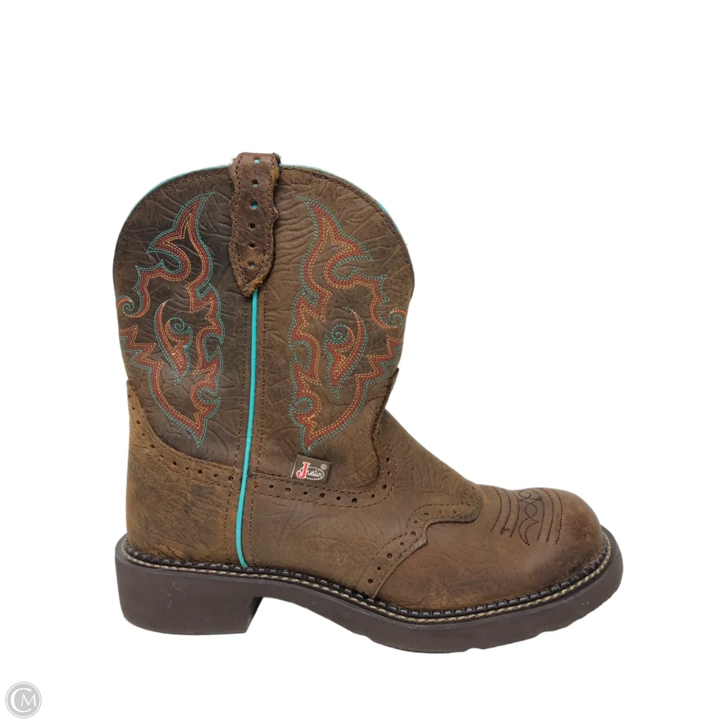 Boots Western By Justin In Blue & Brown, Size: 9.5