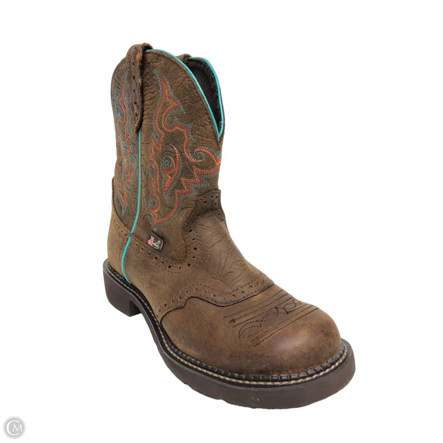 Boots Western By Justin In Blue & Brown, Size: 9.5