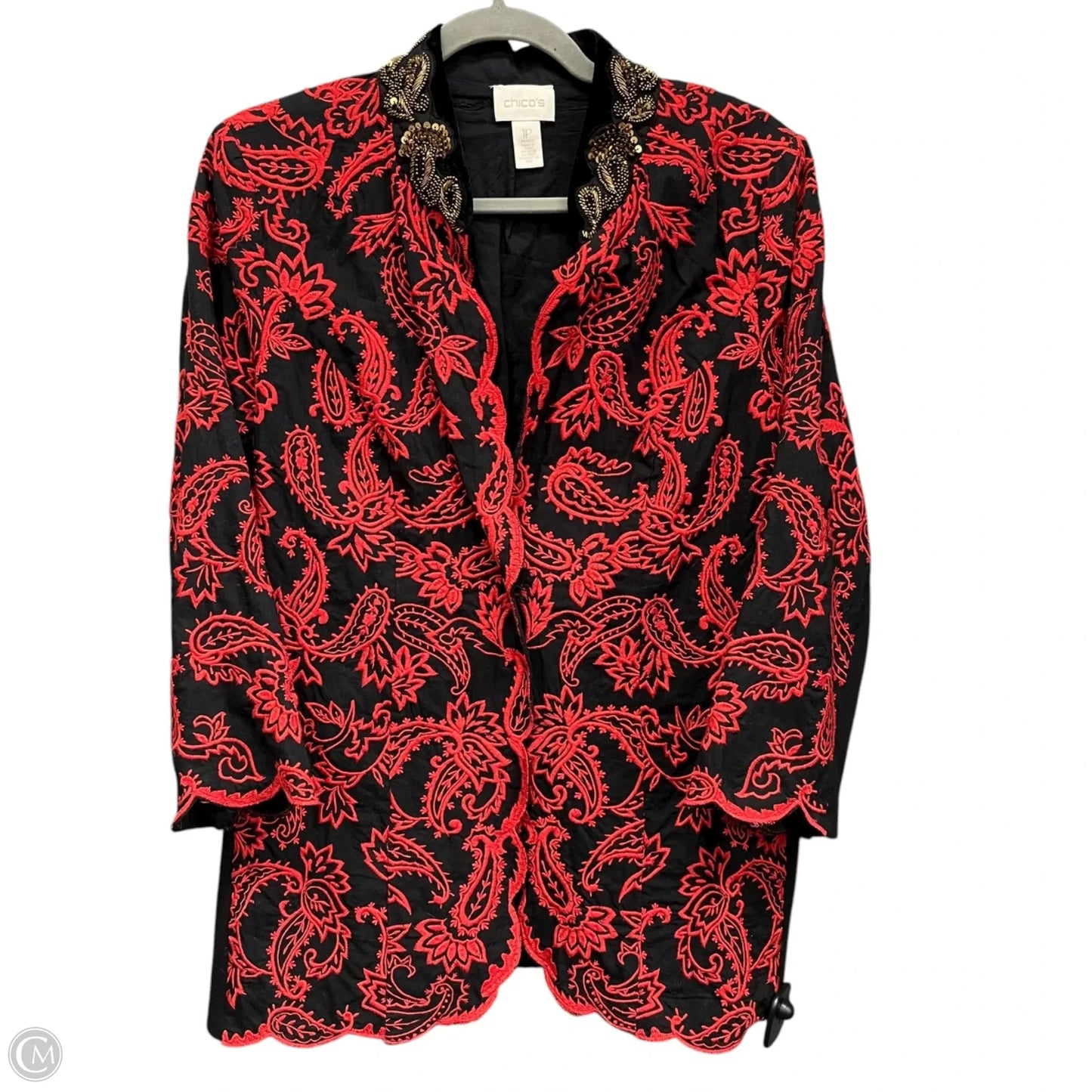 Jacket Other By Chicos In Black & Red, Size: Mp