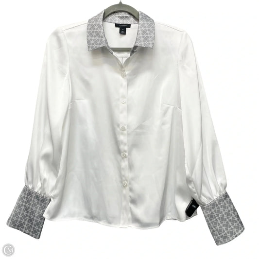 Blouse Long Sleeve By Halogen In Grey & White, Size: Xs