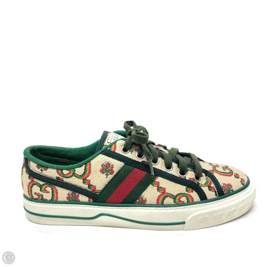 Shoes Luxury Designer By Gucci In Green & Red, Size: 6.5