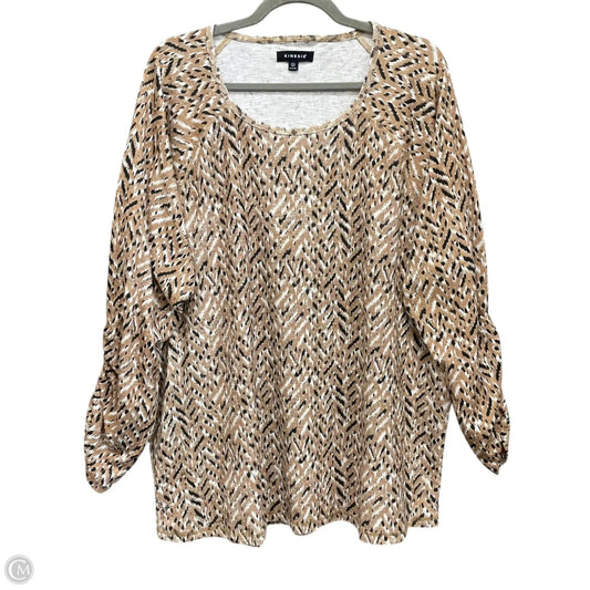 Athletic Top Long Sleeve Crewneck By Kinesis In Black & Tan, Size: 3x