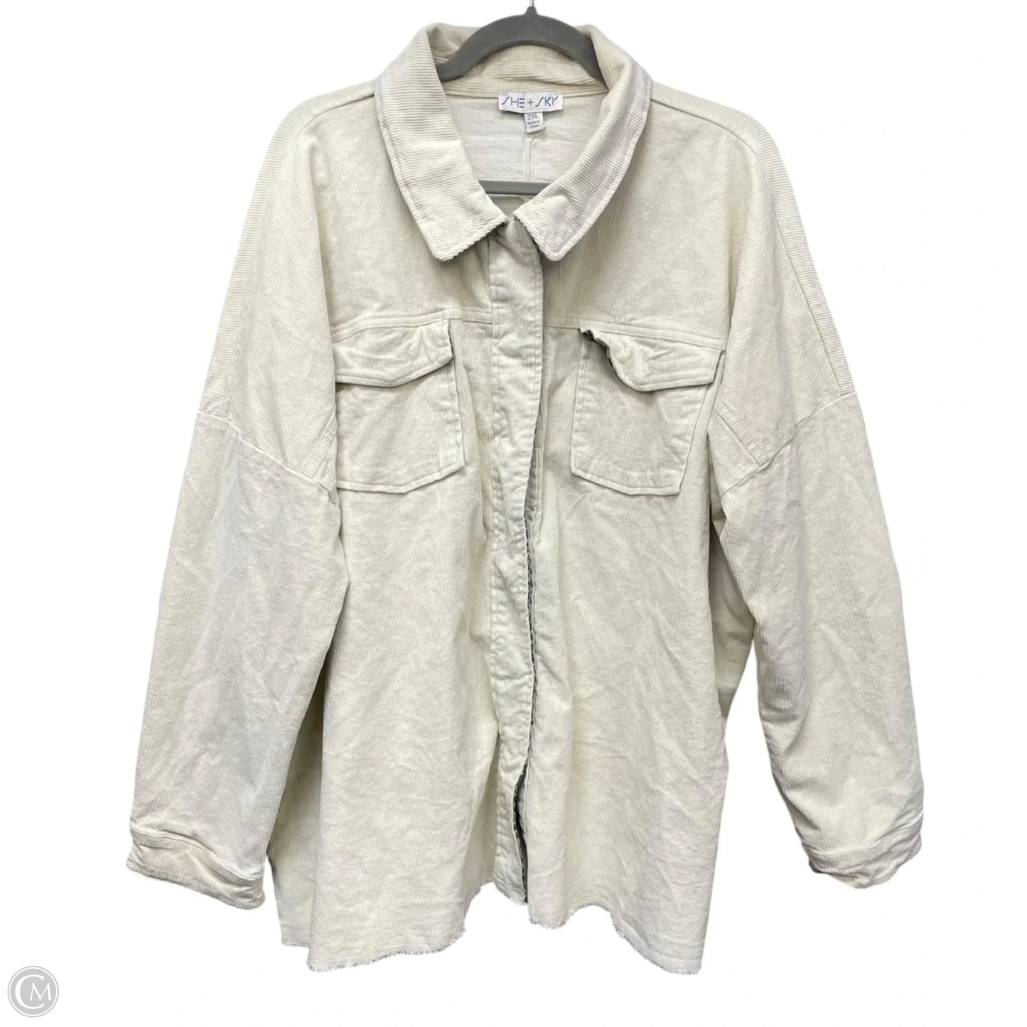 Jacket Shirt By She + Sky In Beige, Size: 2x
