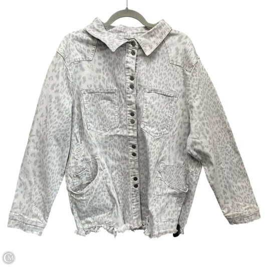 Jacket Denim By Kancan In Grey Denim, Size: Xl