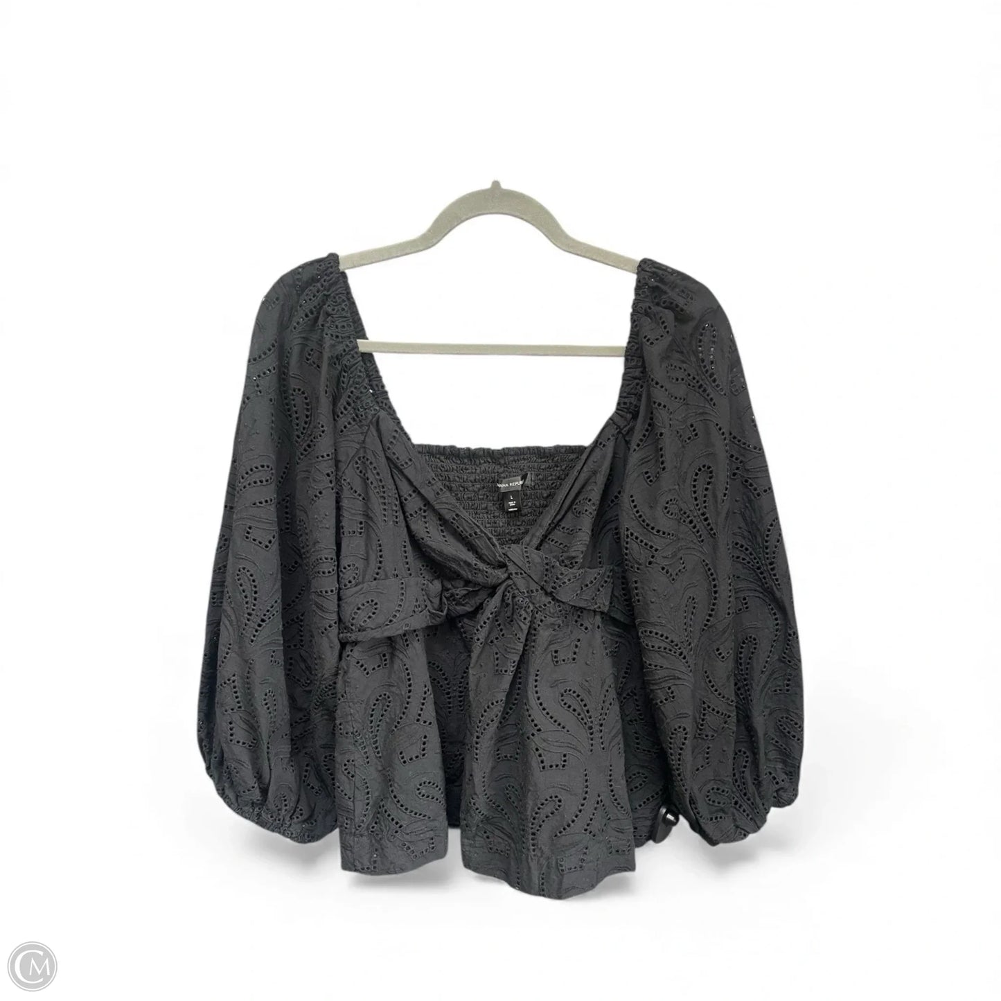 Top 3/4 Sleeve By Banana Republic In Black, Size: L