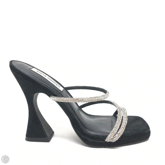 Sandals Heels Platform By Steve Madden In Black & Silver, Size: 8