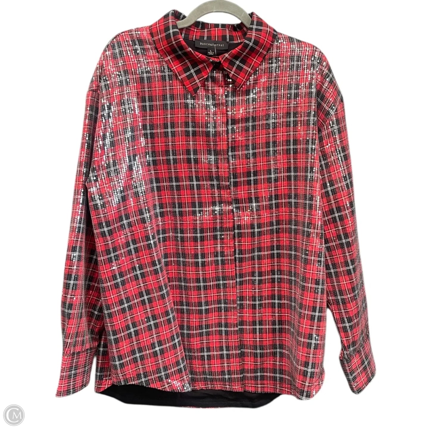 Jacket Shirt By Cmc In Black & Red, Size: L