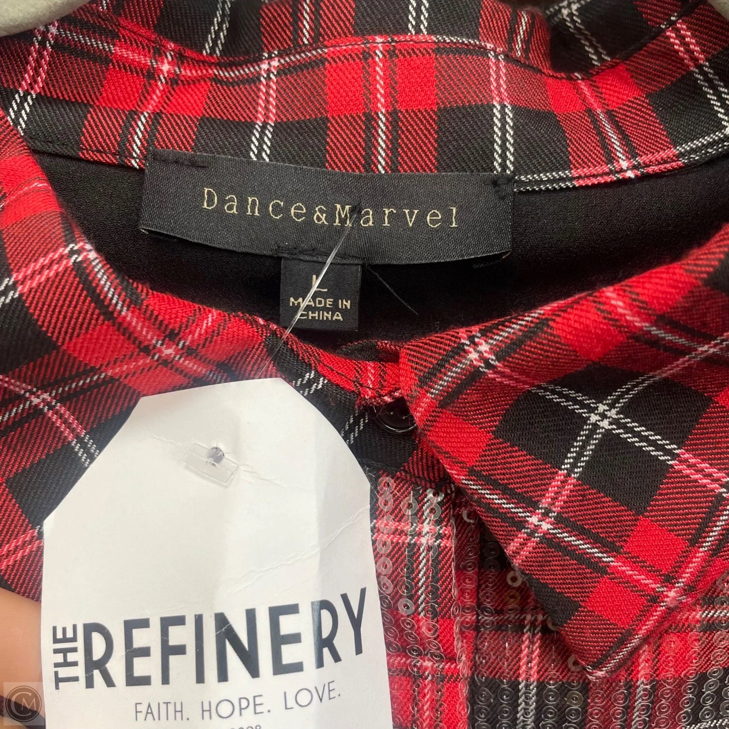 Jacket Shirt By Cmc In Black & Red, Size: L