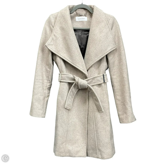 Coat Wool By Calvin Klein In Tan, Size: Xxs