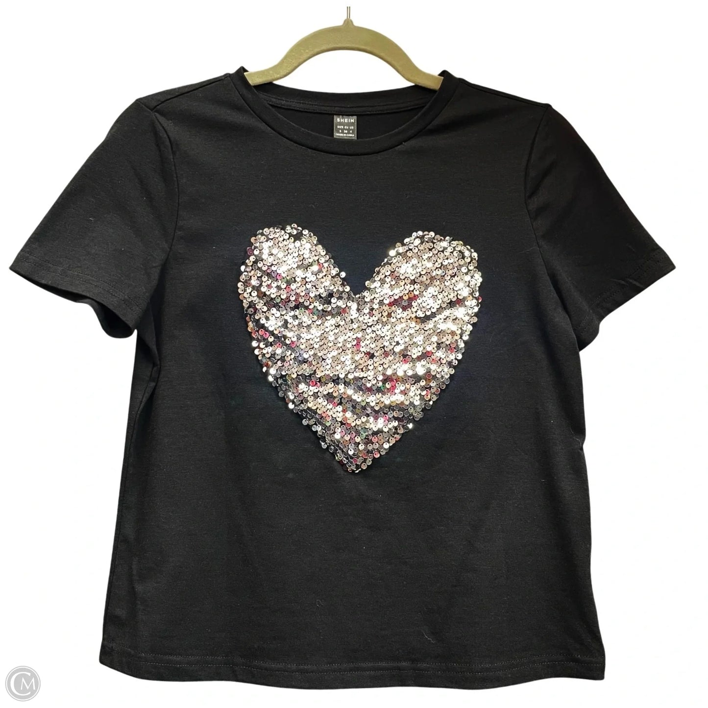 Top Short Sleeve Basic By Shein In Black, Size: S