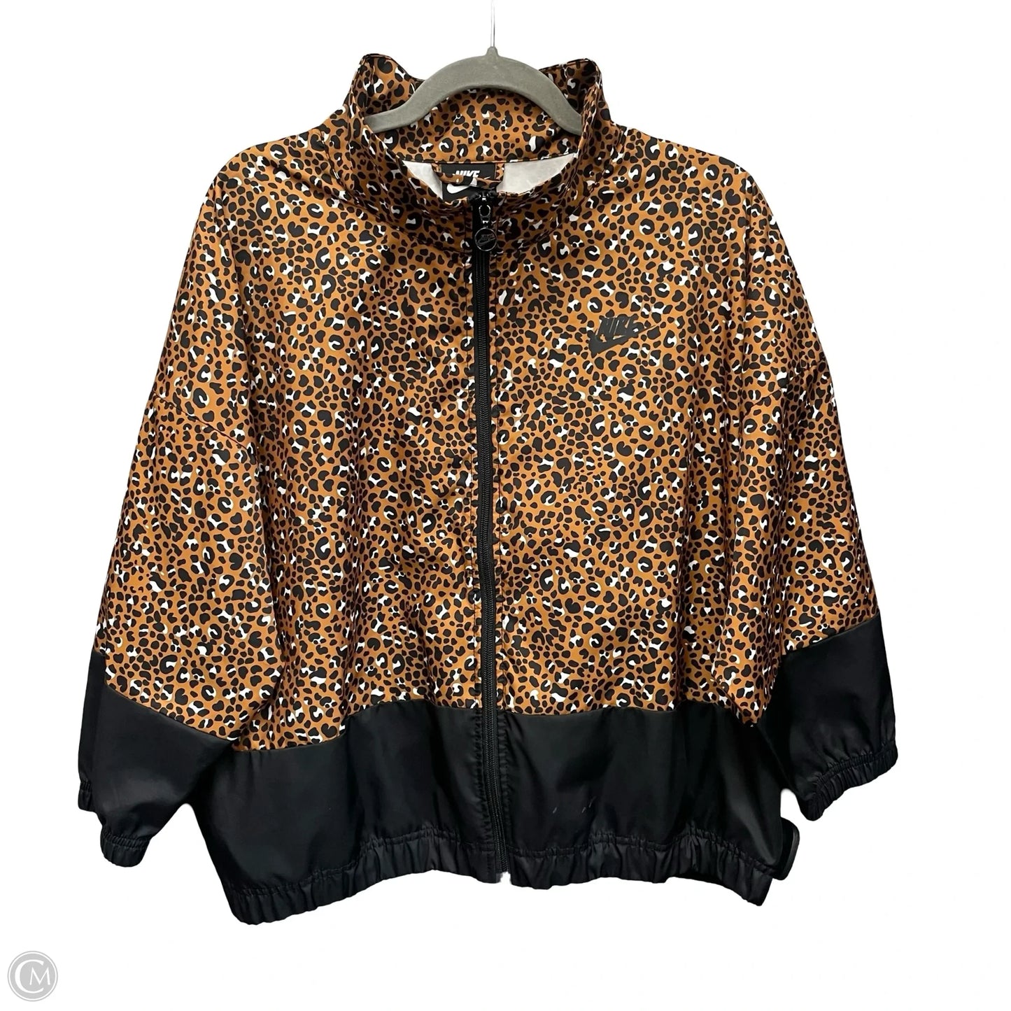 Athletic Jacket By Nike In Leopard Print, Size: M