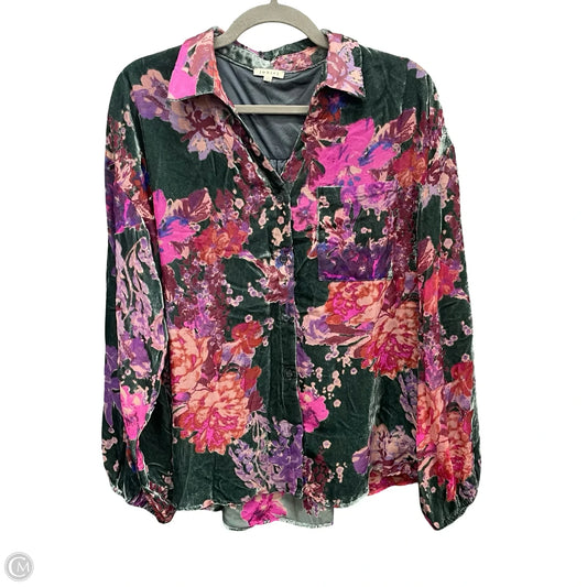 Blouse Long Sleeve By Jodifl In Floral Print, Size: L
