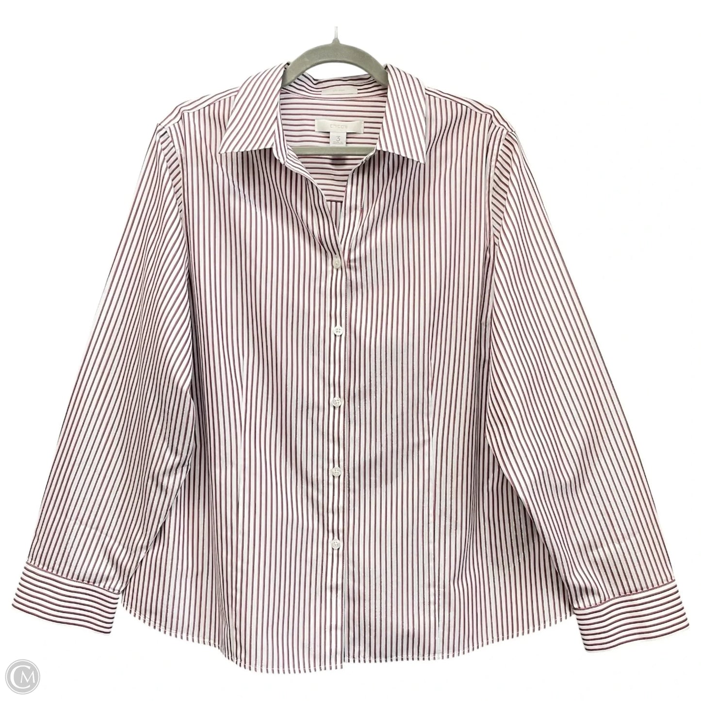 Top Long Sleeve By Chicos In Striped Pattern, Size: Xl